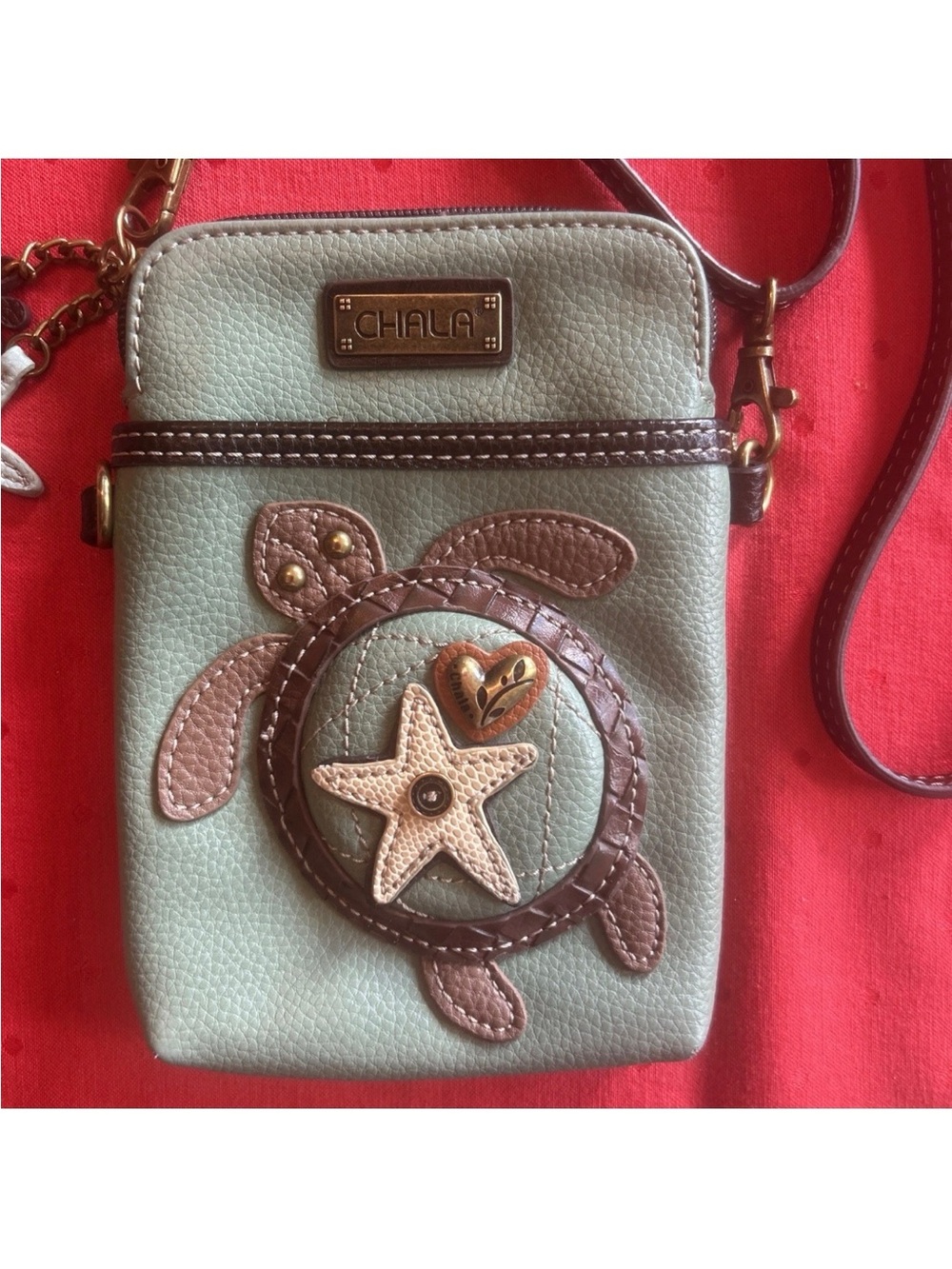 Chala Turtle Purse Mini Crossbody/Phone Bag Turquoise with purse charms - Picture 2 of 7